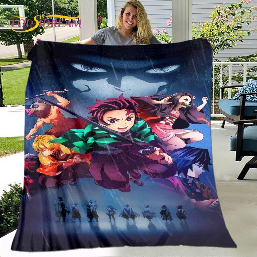 Anime Cartoon Demon Slayer Blanket,Flannel Blanket Throw Blanket,Sherpa Warm Children's Blanket for Living Room Bedroom Beds