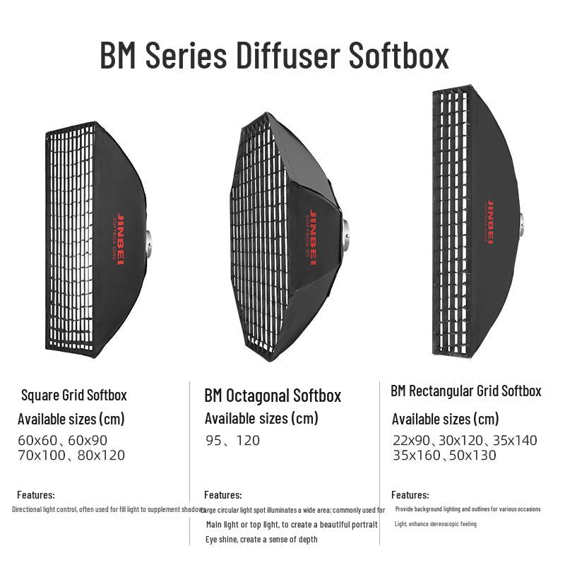 Jinbei BM-50×130 Strip Softbox with Grid for Bowens Mount