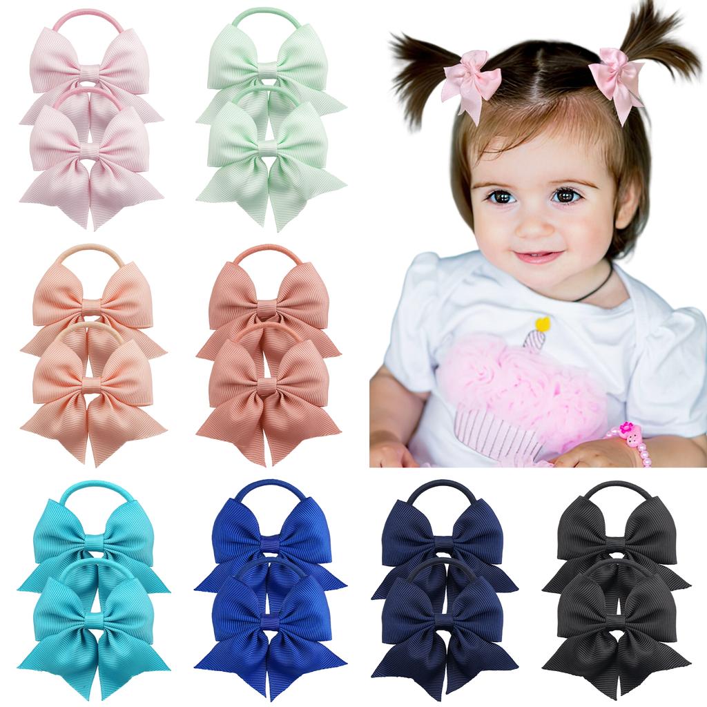 16 Pieces Babies Tiny 3 Inches Hair Bows Rubber Bands Hair Ropes Ponytail Holders for Baby Girls Infant Kids Hair Acessor