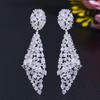 WWJ Wedding Silvery Color Jewelry Accessories Shiny Cubic Zirconia Drop Earrings