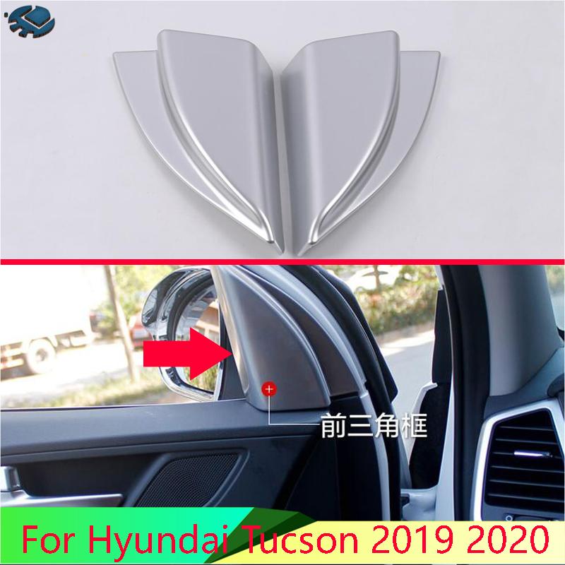 Для Hyundai Tucson Автоаксессуары ABS Хром Внутренняя отделка Треугольная накладка на переднюю дверь Отделка стойки А Рамка для аудиосистемы