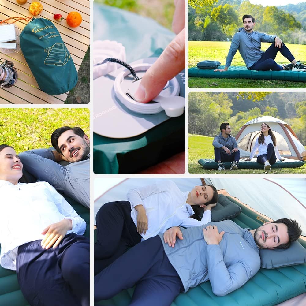 Aerogogo сверхтолстый надувной коврик для кемпинга, самонадувающийся матрас толщиной 14 см, встроенный электрический насос, легкий и прочный, самый удобный для кемпинга