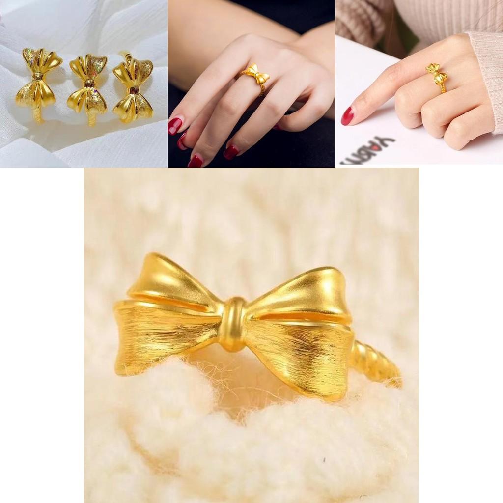 Stunning Gold Plated Brass Adjustable Butterfly Bow Ring For Women Perfect For Spring Fashion