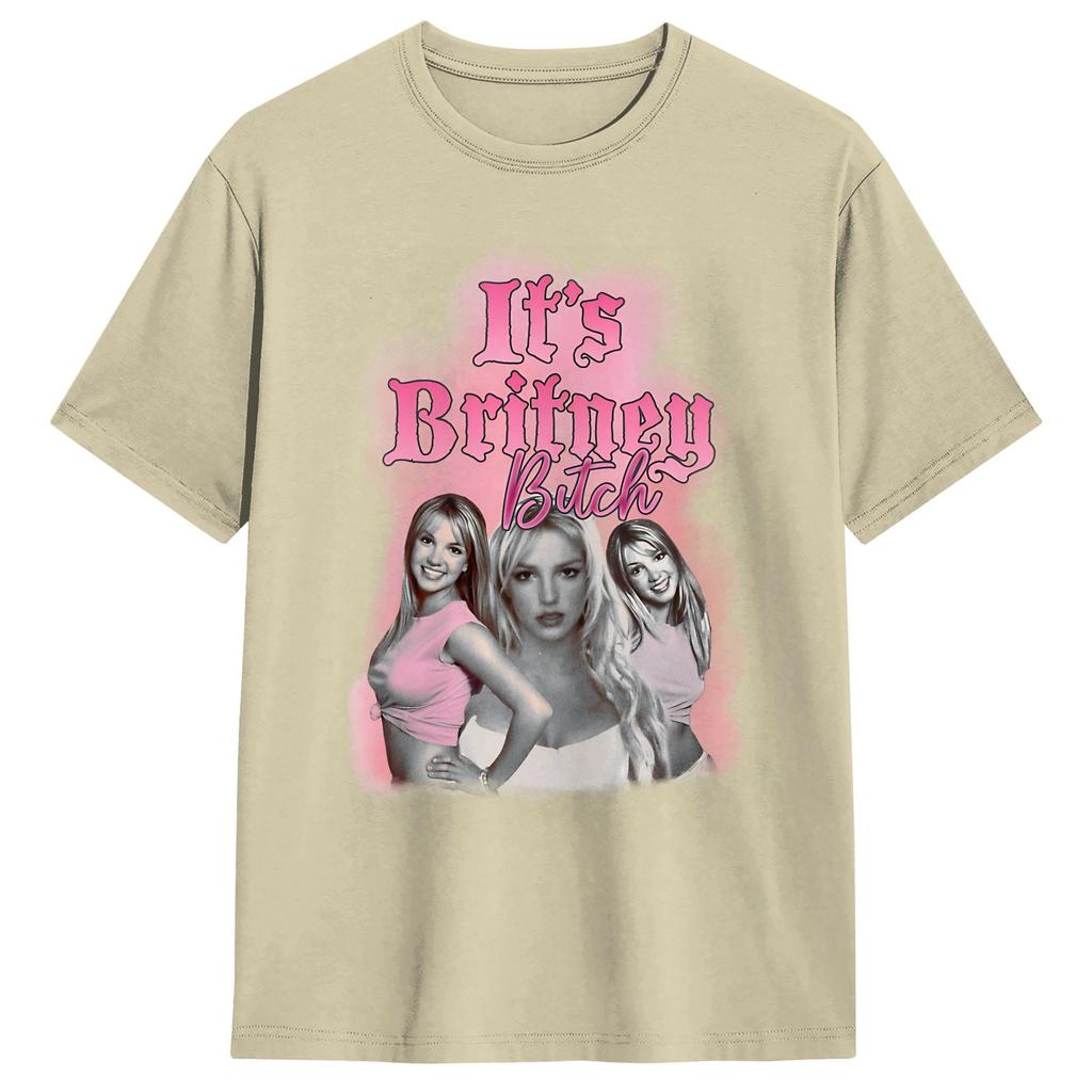 Футболка Харадзюку Летняя Its Britneys Spears Новинка Футболки 100% Хлопок Футболка для Унисекса Y2K Ретро Топы с Коротким Рукавом