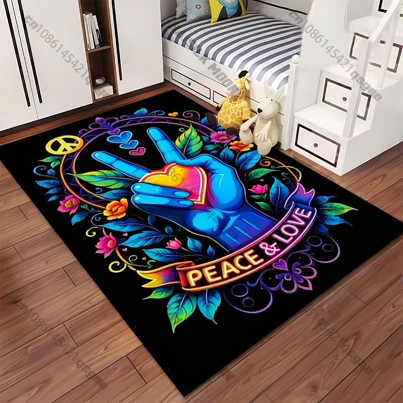 Peace love harmony and unity carpet Yoga living room room decor children's crawling mat doormat area rug games mat