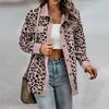Women Spring Autumn Thin Shirt Coat Lapel Long Sleeve Single Breasted Leopard Patchwork Color Loose Fit Jacket Outwear