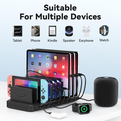 10-слотовое USB-зарядное устройство и настольный органайзер с Type-C для планшетов и телефонов