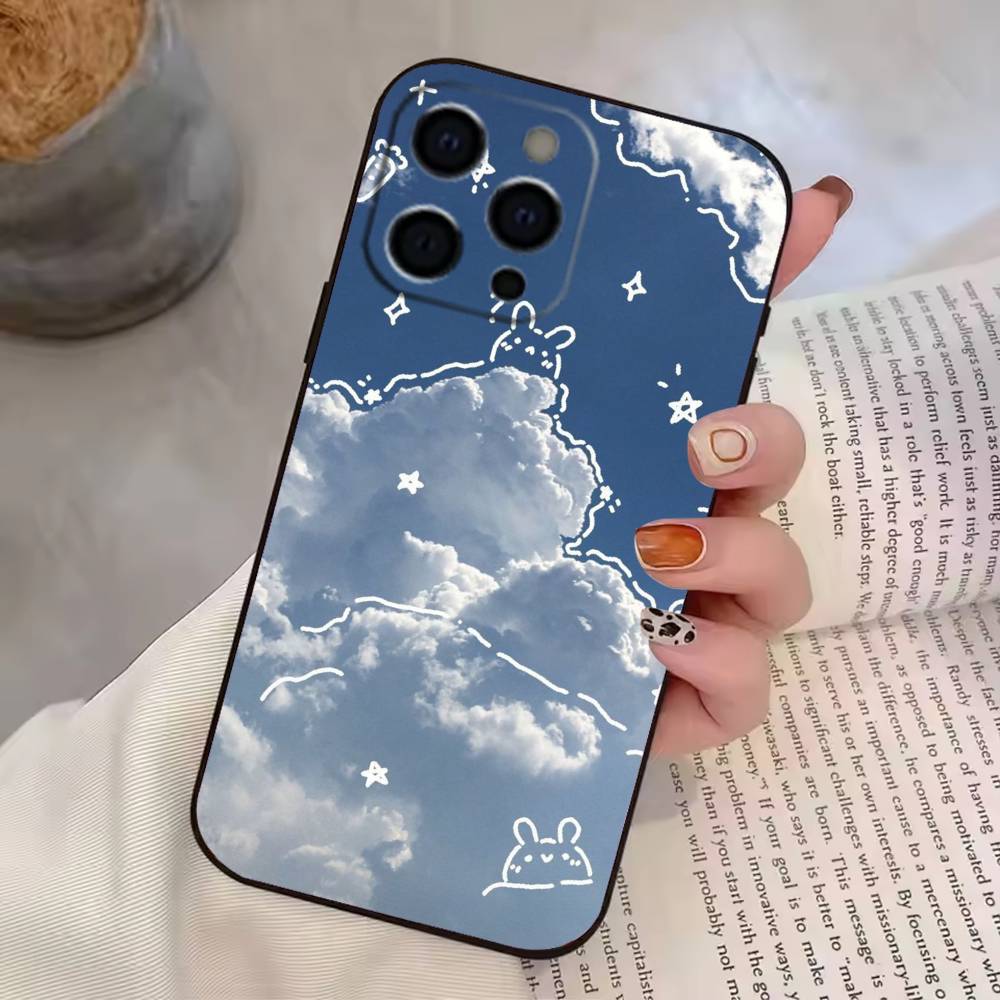 Simple Cloud Letters Pattern Phone Case Silicone Soft For IPhone 17 16 15 14 13 12 11 X XR Plus Pro Max Plus