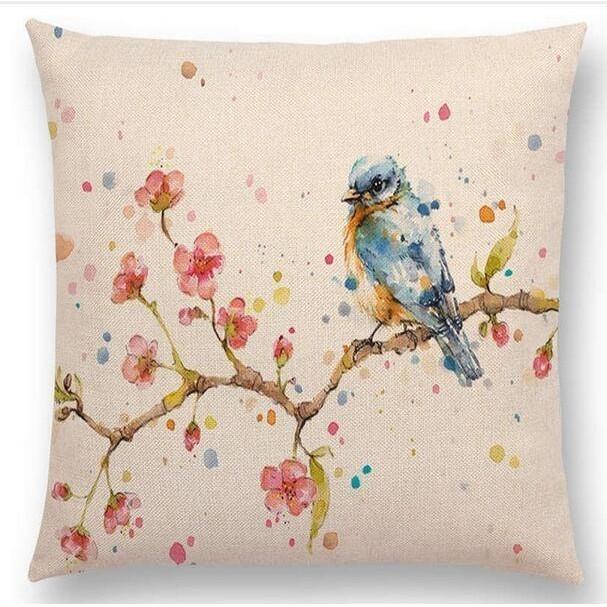 Exquisite Watercolor Lion Flowers Butterfly Lane Bird Wren Cushion Cover Ideal For Stylish Homes