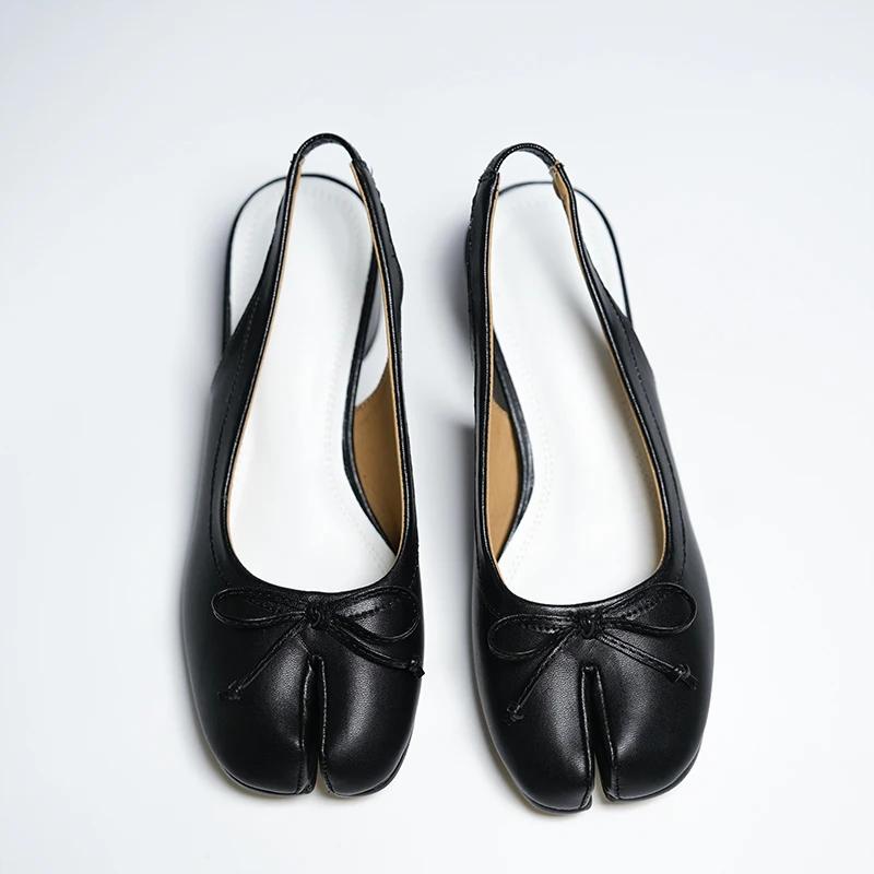 2025 Новый Дизайн Бренда Модные 3СМ Сандалии Таби Разделенный Каблук Балет Летние Туфли на Высоком Каблуке Одинарные Туфли Бант Мэри Джейн