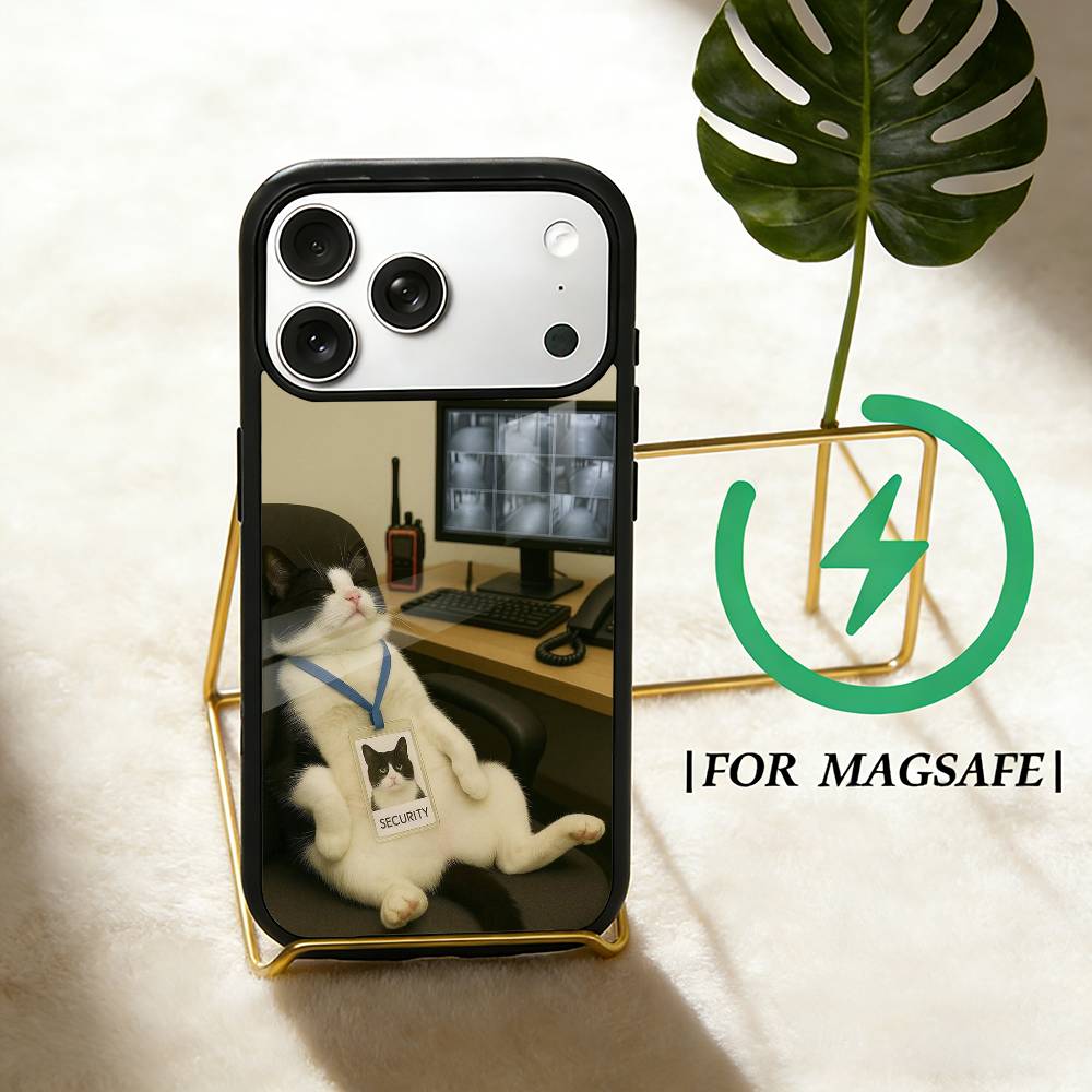 Забавные офисные коты Чехол для телефона для iPhone 17,16,15,14,13,12,Plus,Pro,Max для Magsafe Магнитная беспроводная зарядка