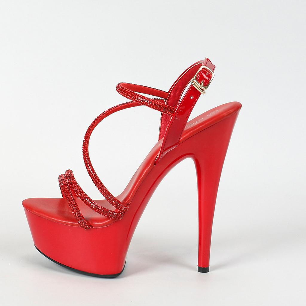 Женские сексуальные босоножки на высоком каблуке 15 см, музыкальный фестиваль, тонкий каблук с кристаллами, тонкий каблук, прозрачная модель автомобиля, водный бриллиант, ночной клуб LFD-8661-B4