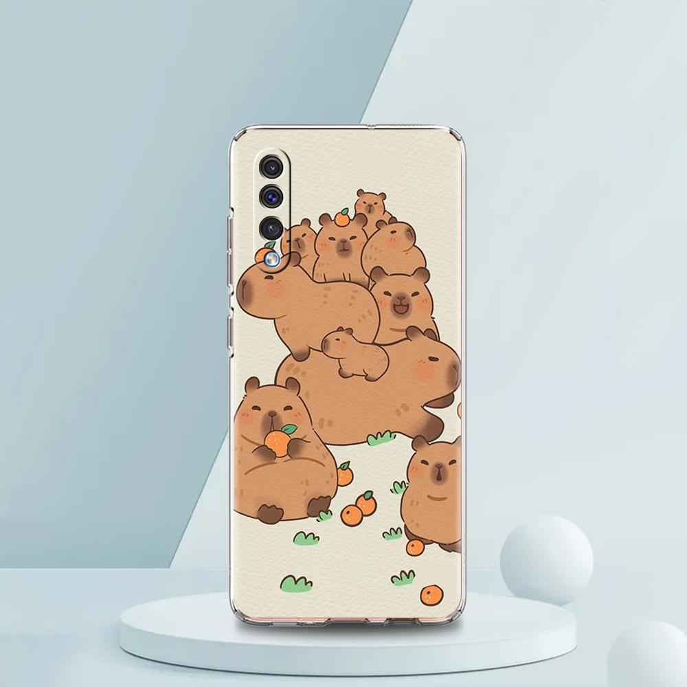 Мультяшная Капибара Прозрачный Чехол для Телефона для Samsung Galaxy A12 A50 A52 A70 A40 A10 A20 A30 A02 A03S A04 Чехол Силиконовая Оболочка Сумка