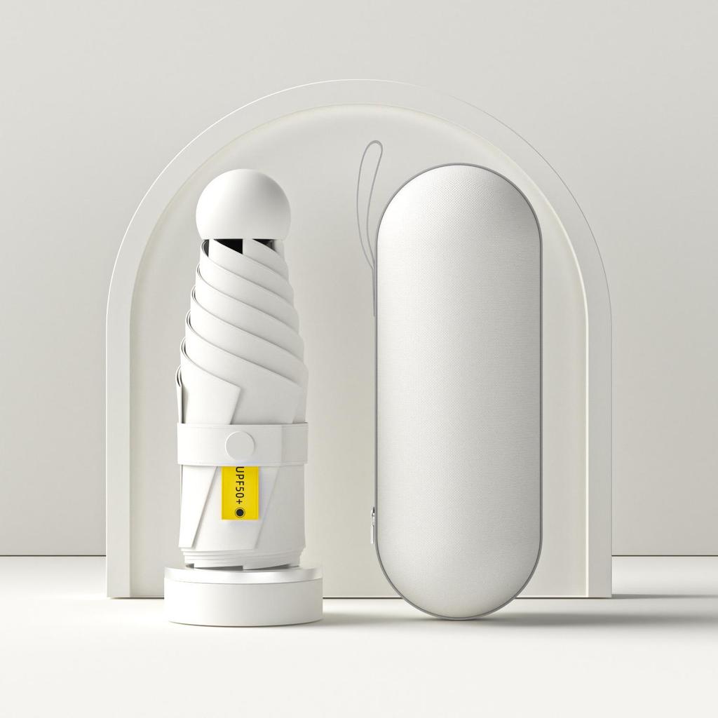 Black Plastic 50% Fold Ultra-Light Pocket Umbrella - Portable, Mini, for Sun/Rain