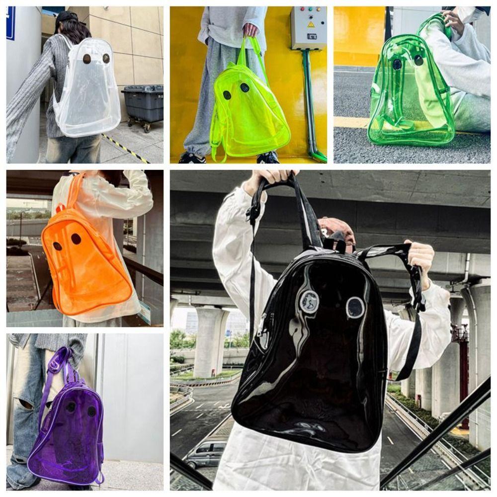 Dots Halloween Ghost Clear Backpack Candy Color Teenagers Ghost Shoulder Bag Students