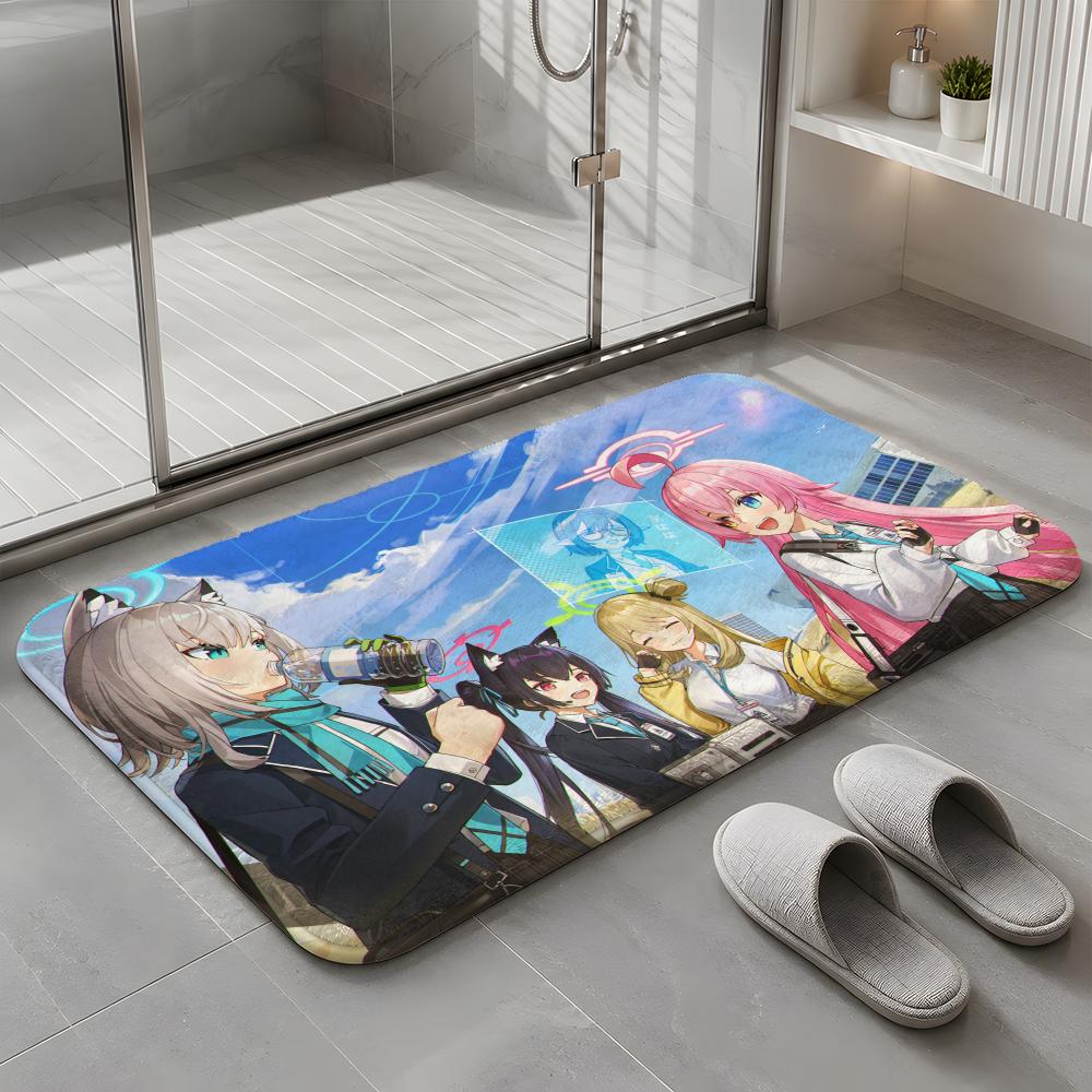 Anime B-Blue Archive Tsukatsuki Rio Floor Mat Soft Flannel Non-Slip Rug Washable Floor Mat for Living Room Bedroom Home Decor