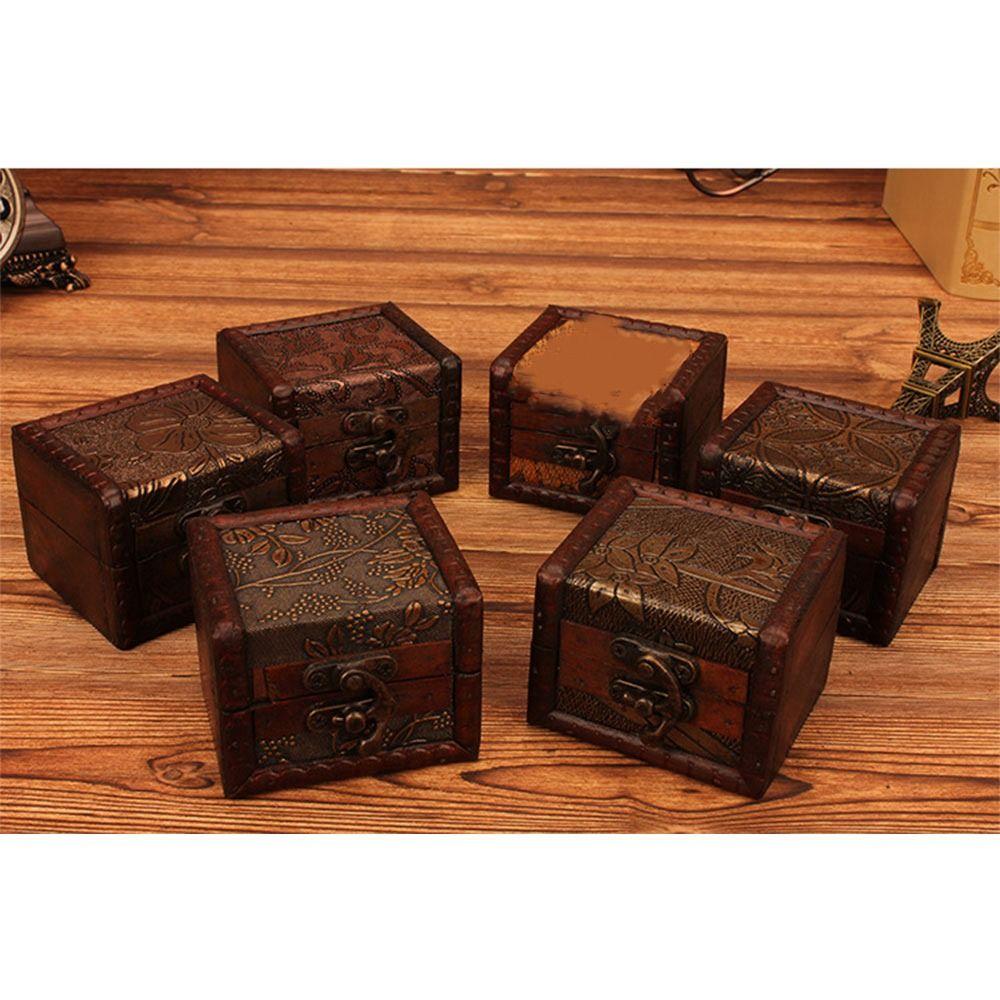 Ретро Деревянный Ящик для Хранения Коричневый Сундук с Сокровищами Модный Винтажный Мини-Ящик Подарок