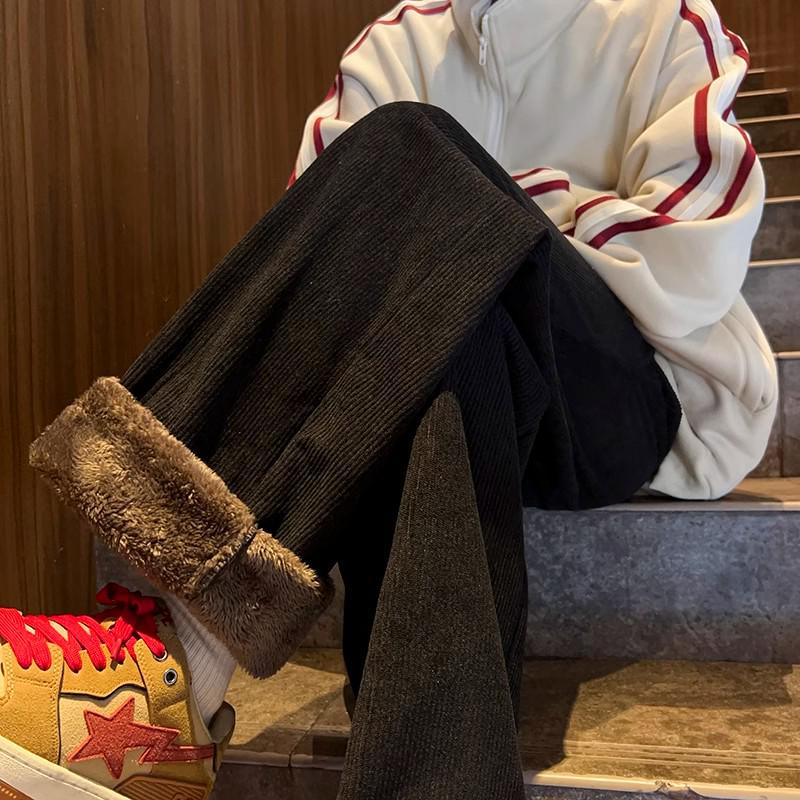 Мужские зимние вельветовые брюки - морозостойкие до -40°, очень толстые с подкладкой из бархата и овчины