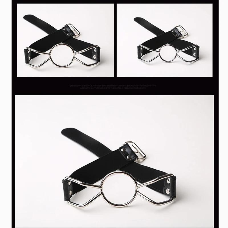 Кожаное Флиртующее Сексуальное Кольцо-Кляп с Открытым Ртом, БДСМ-Снаряжение для Ролевых Игр, Эротические Продукты, Секс-Игрушки для Женщин, Пар, Взрослых, Игры