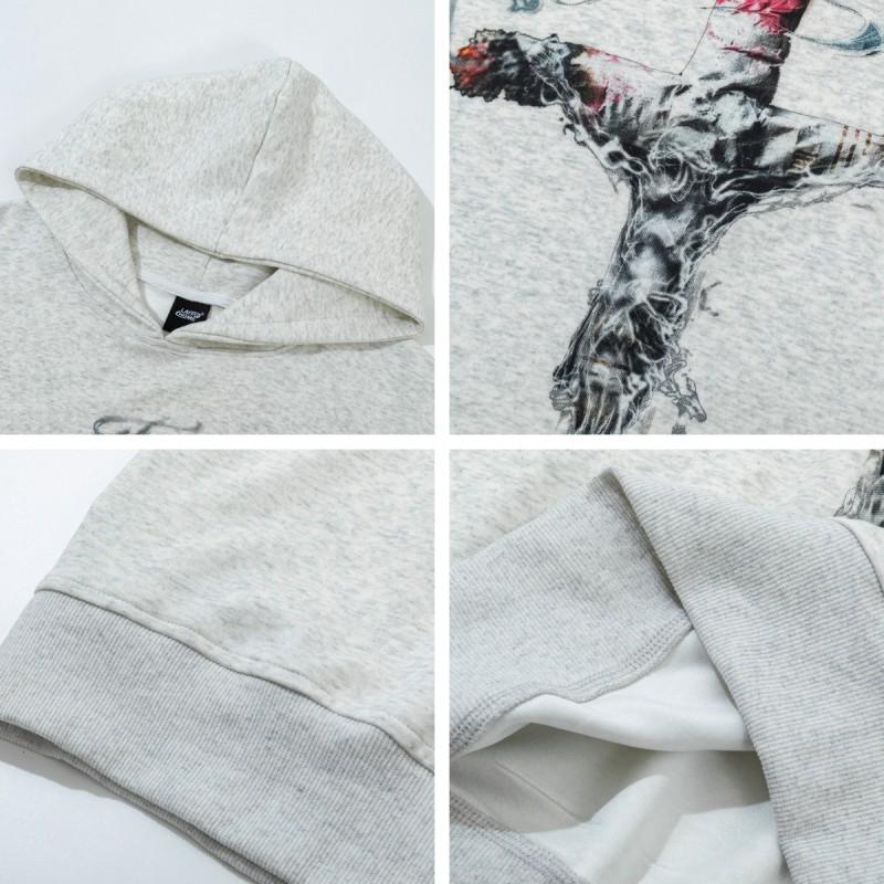 American Vintage Cross Graphic Hoodie Loose Fit Casual Streetwear Teens