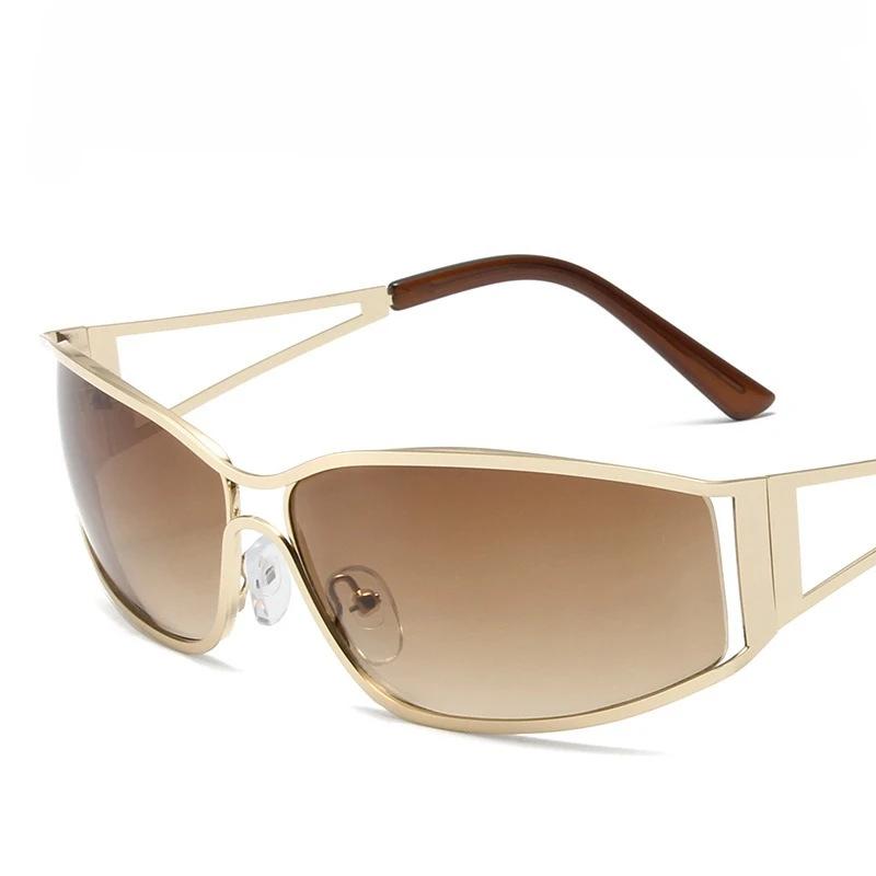 Солнцезащитные очки с прорезями Женские Модные Градиентные 2000-х Очки-обертки Брендовые Панк-очки Зеркальные Очки