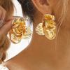 Преувеличенные стерео винтажные серьги-гвоздики европейско-американские старая металлическая текстура цветок камелия серьги для женщин модные украшения