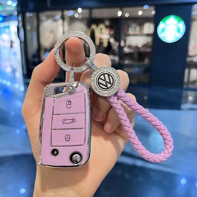 Горячий TPU чехол-оболочка-сумка для автомобильного брелка-ключа для Volkswagen VW Polo Golf 7 MK7 Tiguan Passat Jetta E-golf Автомобильный брелок Аксессуары
