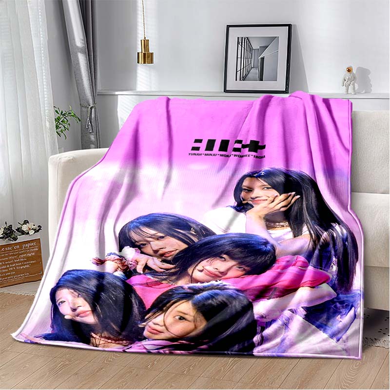 3D Printed Flannel Blanket I-ILLIT Combo K-POP Home Sofa Bed Blanket | Birthday Gift, Customizable