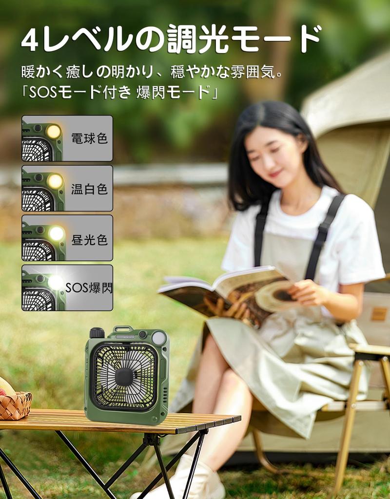 Camping Outdoor Automatic 10000mAh Large Capacity Stepless Air Volume Strong Hanging 3 Level LED Light DC For Outdoor Indoor For Living Prevention