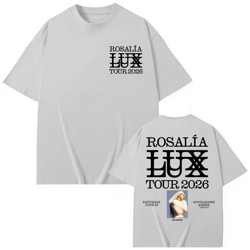Певица Розалия Футболки с принтом LUX Tour Мужская Женская Одежда Высококачественные Модные Футболки Летняя Свободная Футболка с Коротким Рукавом