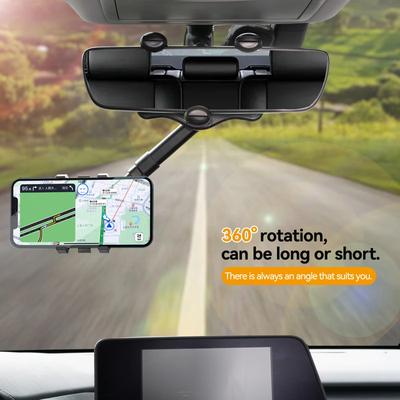 360° Вращающийся и выдвижной автомобильный держатель для телефона Крепление на зеркало заднего вида автомобиля Универсальный держатель для телефона GPS Универсальный держатель для телефонов