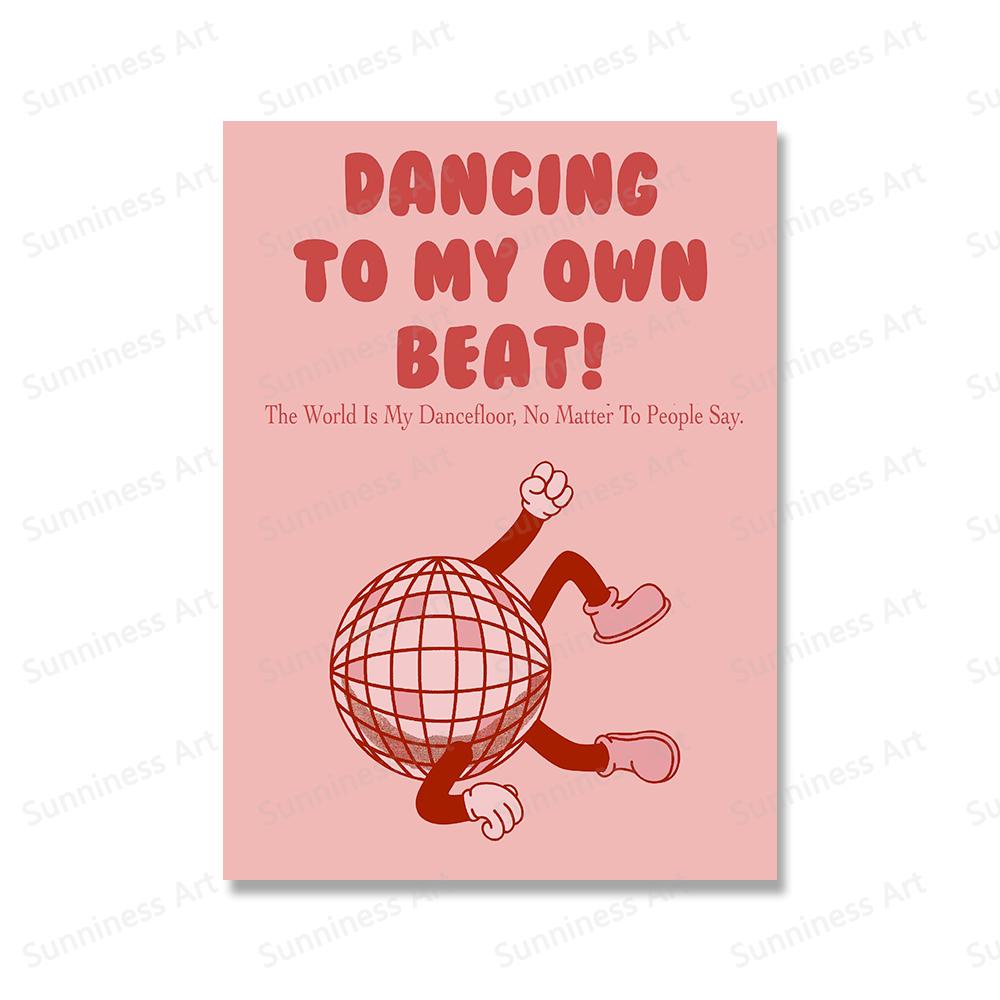 Ретро музыкальный танцевальный проигрыватель плакат и принт цветок счастливая цитата настенная живопись на холсте картина для гостиной домашний декор