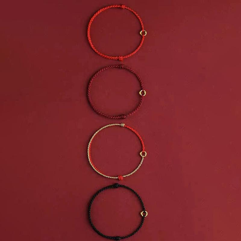 Ручное плетение круглого кольца, регулируемый счастливый красный браслет из веревки для женщин и мужчин, подвески, браслеты, браслет для друзей, любителей, благословение, подарок