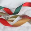 Романтичная и уютная рождественская лента Копировальная проволока Двусторонняя металлическая серебряная красная зеленая золотая полиэстеровая лента Подарочная коробка Упаковка Декоративная цветная лента для галстука
