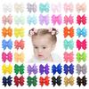 20/40PCS Mixed Color Girls Hair Clip Bowknot Headwear Fashion Ribbon Bow Hairpins  Daily Use