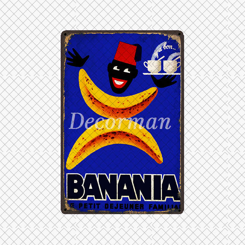 [ DecorMan ] France BANANIA Metal SIGN Custom Wall Poser iron Painting PUB Room Bar Hotel Decor LTA-3143