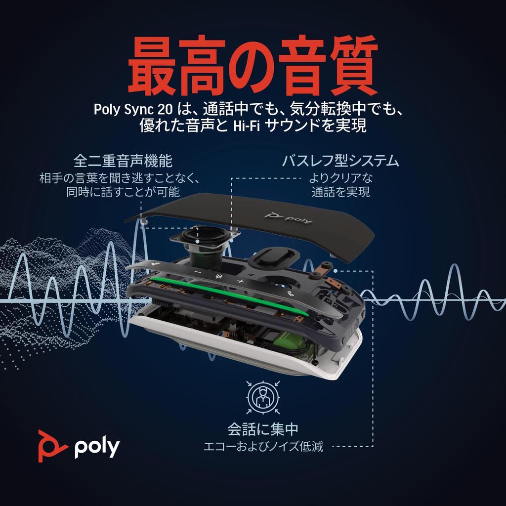 Poly Sync 20 спикерфон Bluetooth портативный ПК Mac смартфон 20 часов непрерывного использования шумоподавления эхо команды Zoom сотрудничество 2 года производитель