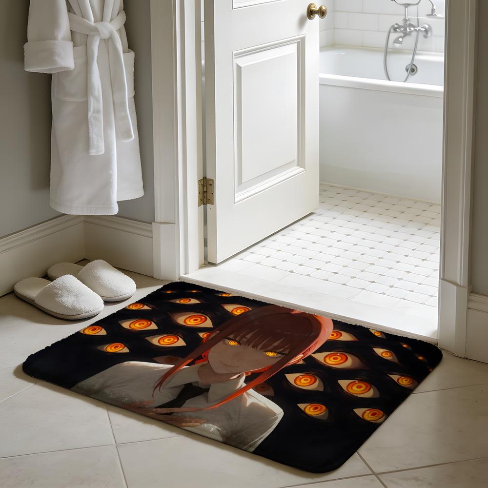 Hot Anime CChainsaw MMan Floor Mat Soft Flannel Absorbent Mat Non-Slip Rug Home Bedroom Bathroom