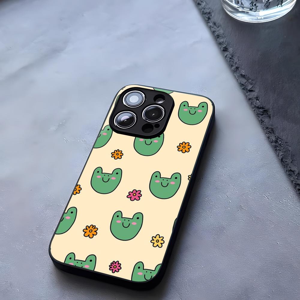 Мультяшная Милая Лягушка Чехол для Телефона Закаленное Стекло Для IPhone 17 13 14 16 12 15 11 Pro Max Plus Mini X XR SE2020 Coque