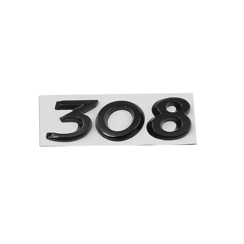 3D ABS Rear Trunk Emblem Badge Number Sticker for Peugeot 206 207 301 307 308 408 508 Car Accessories Comes with Back Glue