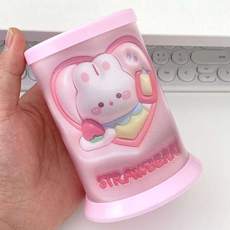 1 шт., симпатичный визуальный 3D-мультяшный узор, пластиковый держатель для ручек, настольный органайзер для косметики для девочек, студенческий офисный ящик для хранения