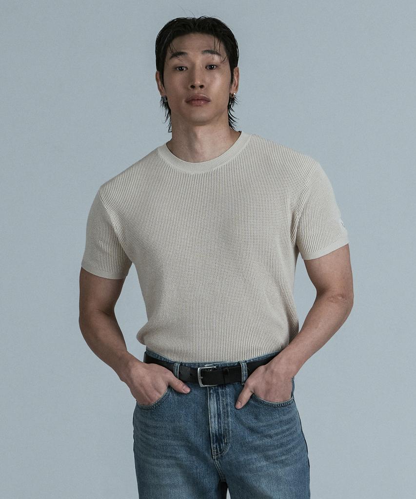 JELEVE [2Pack] Muscle Fit Light Knit Short Sleeve