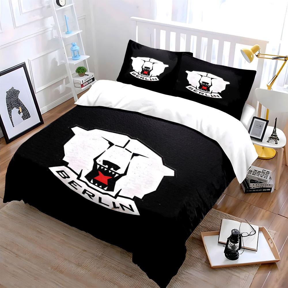 "Polar Bear Logo with Berlin Text" Print Bedding Set Duvet Cover Pillowcases (1* Duvet Cover 2* Pillowcases Do Not Include Comforter)