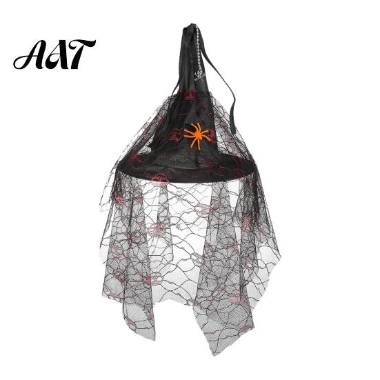 Spooky Party Streamers Halloween Witch Hat Hanging Decor, Spider Web Ribbon Prop for Party, Dark Wizard Costume Accessory Masquerade Decorations