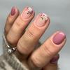 Short Round Fake Nails Flowers Nail Tips Fashion False Nails for Salon