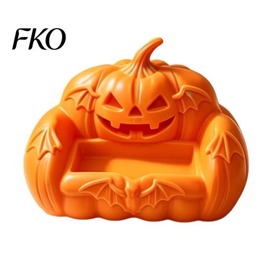 High Quality PLA Figurines 3D Printed Ghost Pumpkin Sofa Ornaments, Spooky Cute Halloween Desk Decor Tray, Haunted Modern Print Art House