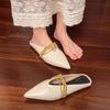 Fashion Pointed Toe Half Slippers Women's Outside Wear New Summer Baotou Shallow Mouth Metal Chain Soft Slip Flat Shoes