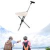 Trekking Stick with Seat Portable Folding Cane for Beach Hiking Camping Beige White