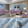 Роскошные европейские небесно-голубые цветочные нетканые обои (1 Roll) - Утолщенная несамоклеящаяся с перламутровой основой для кухонной/спальной/гостиной/кабинетной стены