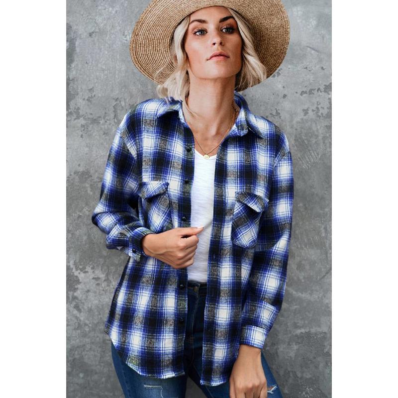 Women S Plaid Long Sleeve Loose Mid Length Shirt